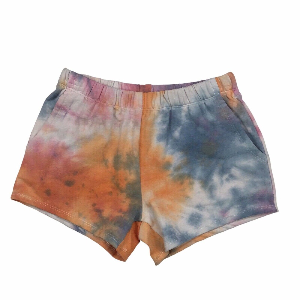 Freshman Girls Shorts Pink & Orange Tie-Dye French Terry Pull On Small / 7